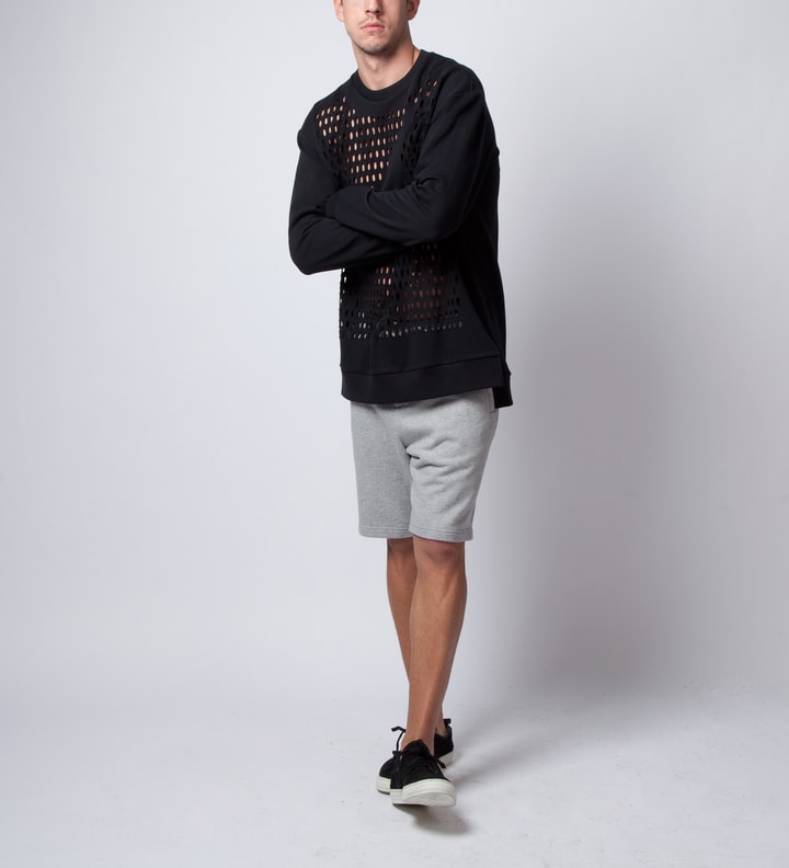 Soft Black Laser Cut Lightning Bolt Pullover Sweater  Placeholder Image