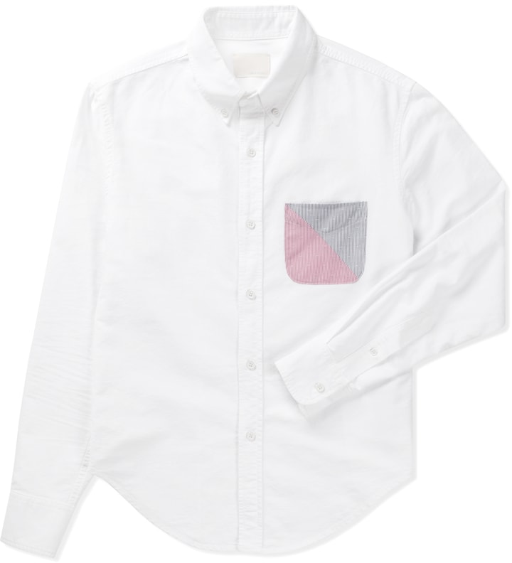 White Solid Oxford LS Button Down W/Split Pocket Shirt  Placeholder Image