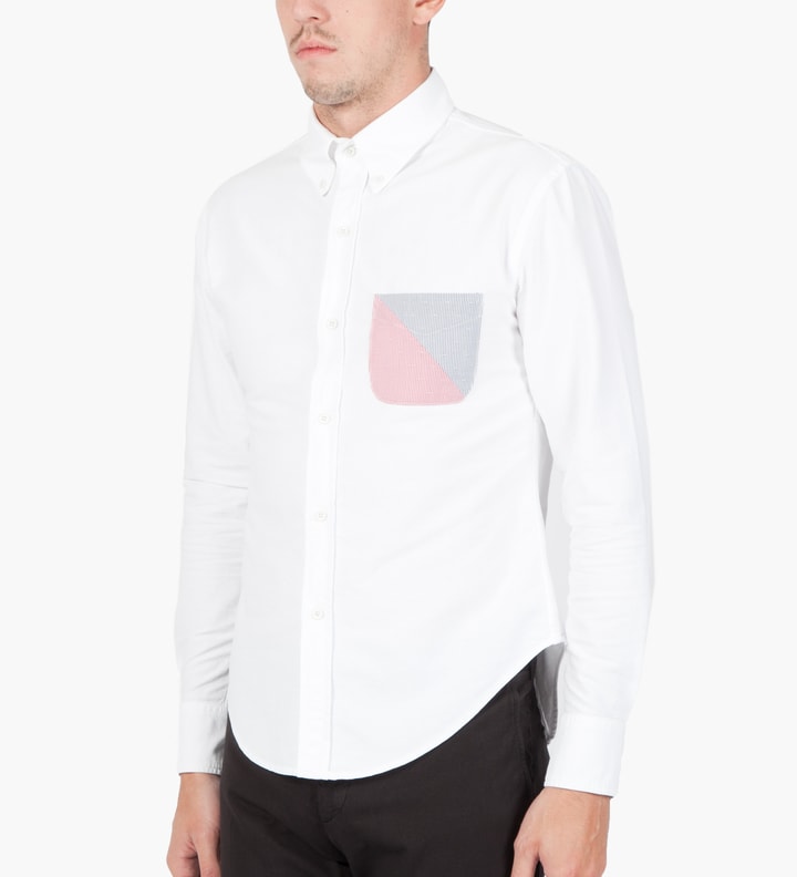 White Solid Oxford LS Button Down W/Split Pocket Shirt  Placeholder Image