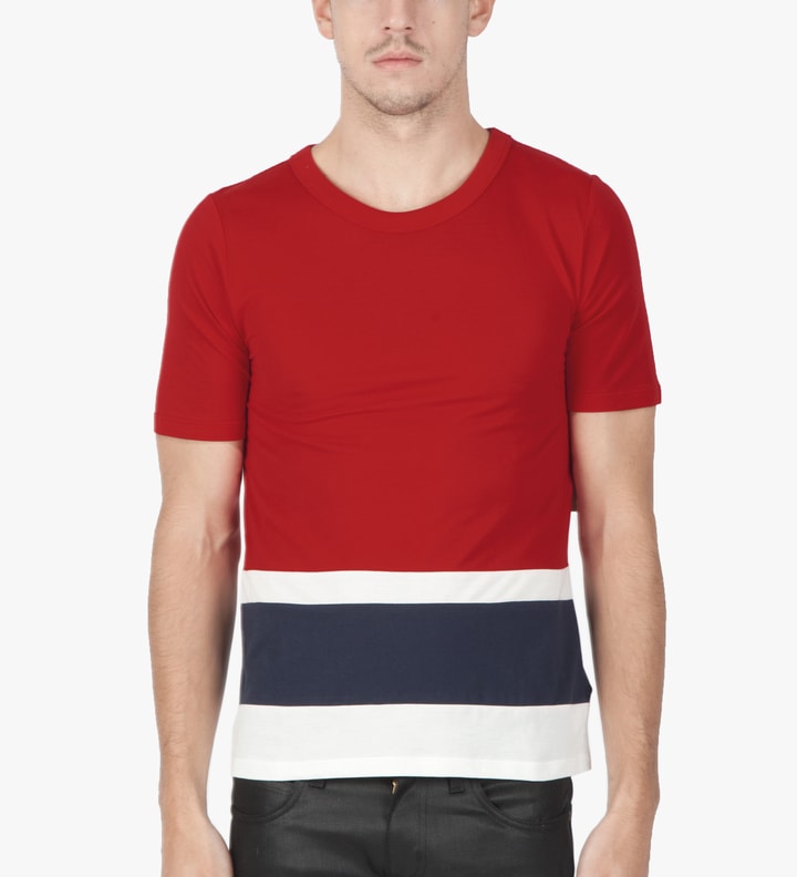Tango Red SS Panel Stripe T-Shirt Placeholder Image