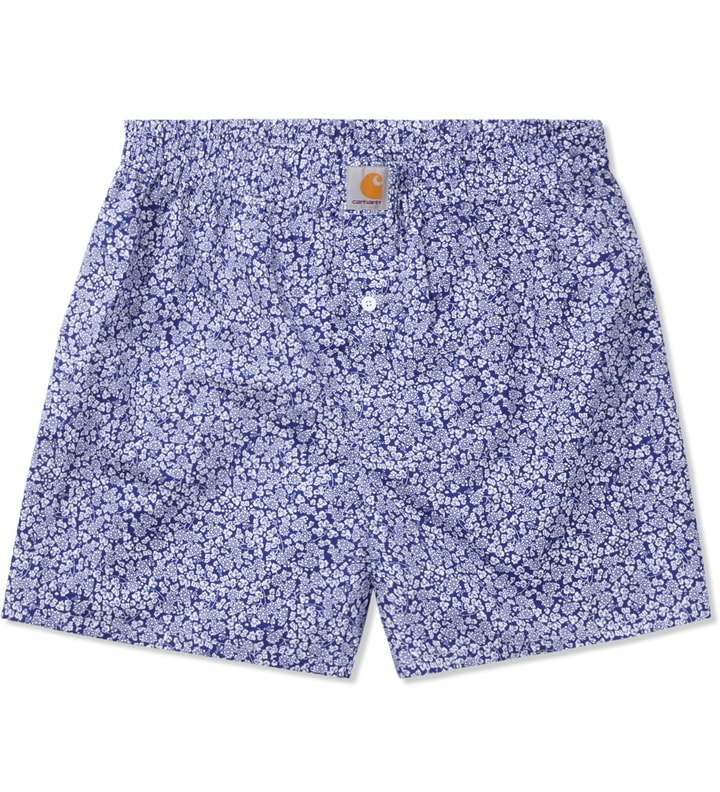 White/Metro Blue Flora Print Boxer Short  Placeholder Image