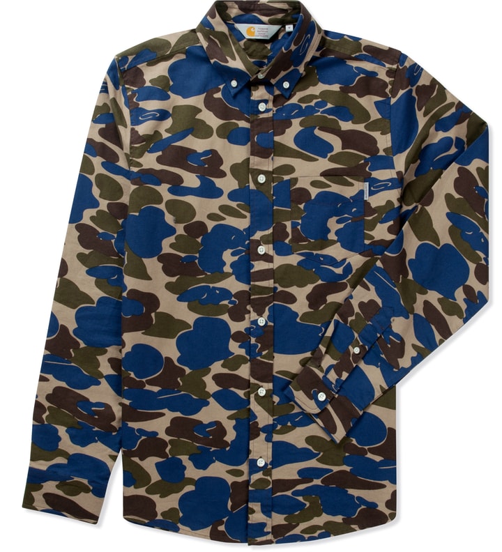 Carhartt Work In Progress - Metro Blue Camo L/S Fuller Shirt | HBX