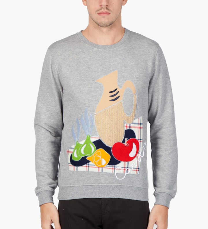 CARVEN Mottled Grey Still Life Molleton Sweater 