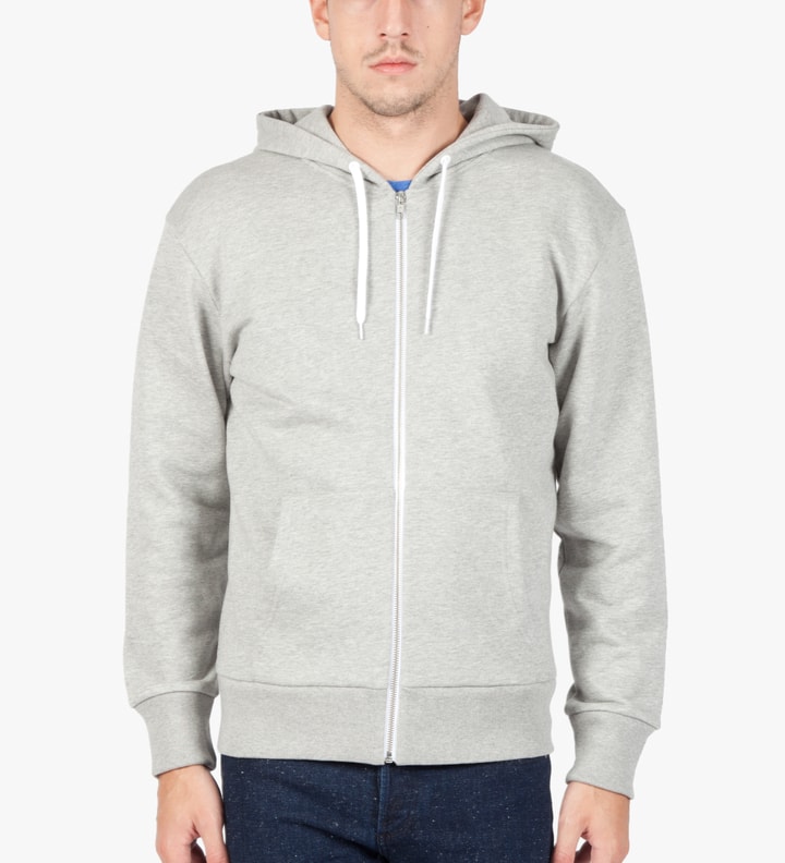 Grey Melange Parisien Reversed Zipped Hoodie Placeholder Image