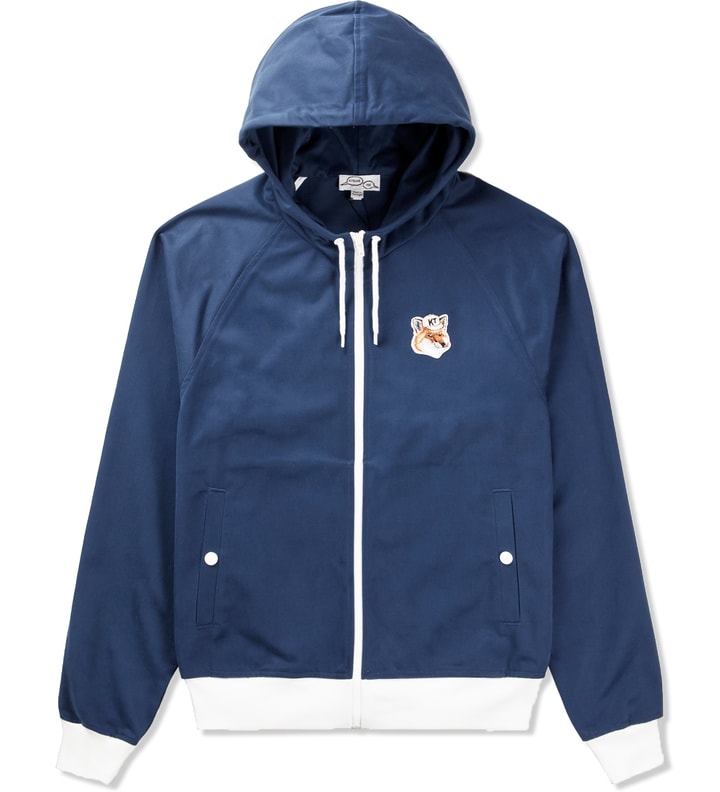 Navy White Fox Head Patched Windbreaker Jacket  Placeholder Image