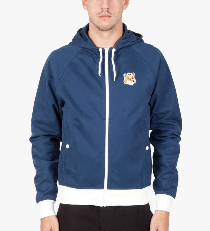 Navy White Fox Head Patched Windbreaker Jacket  Placeholder Image
