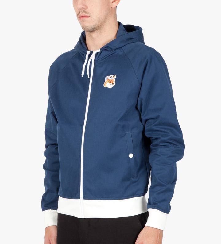 Navy White Fox Head Patched Windbreaker Jacket  Placeholder Image