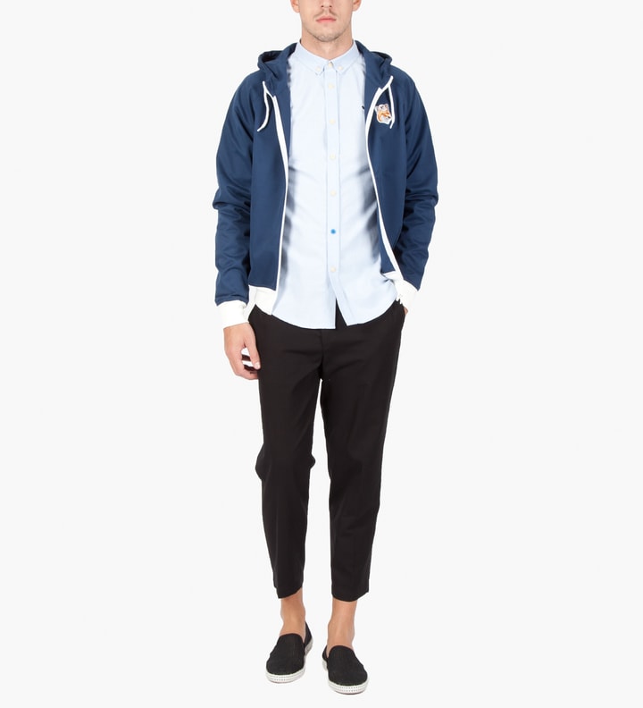 Navy White Fox Head Patched Windbreaker Jacket  Placeholder Image
