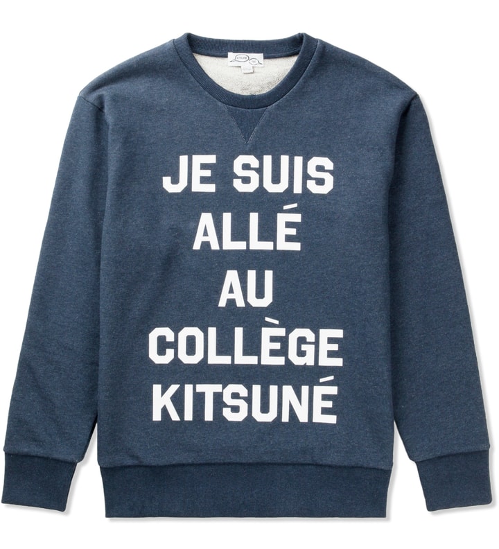 Navy Melange Je Suis Alle Au College Kitsune Sweater  Placeholder Image