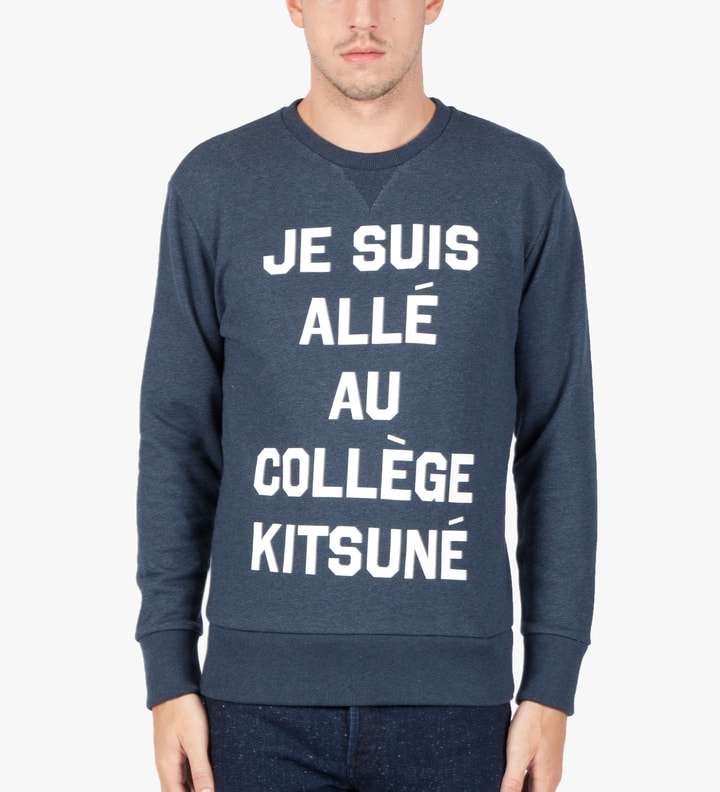 Navy Melange Je Suis Alle Au College Kitsune Sweater  Placeholder Image