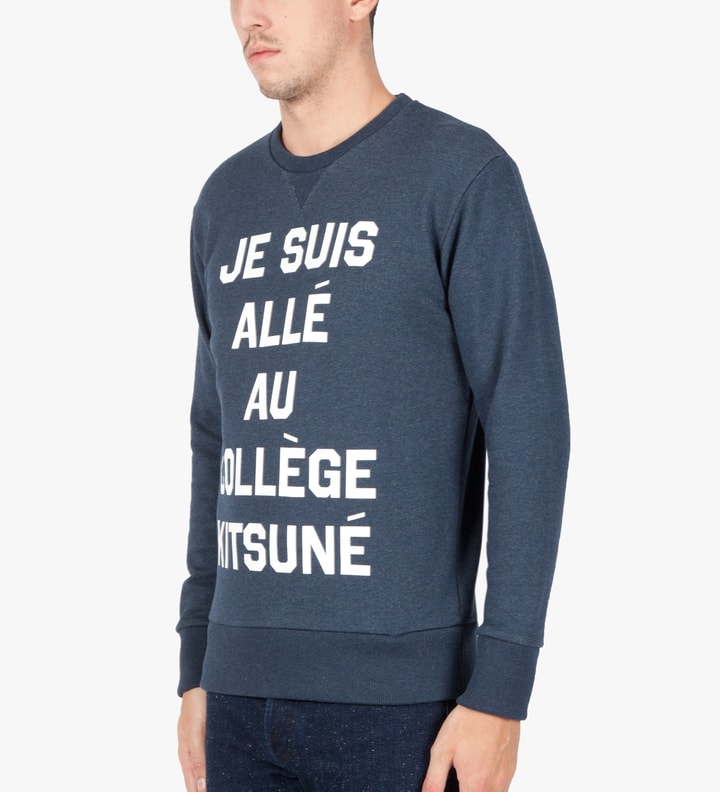 Navy Melange Je Suis Alle Au College Kitsune Sweater  Placeholder Image