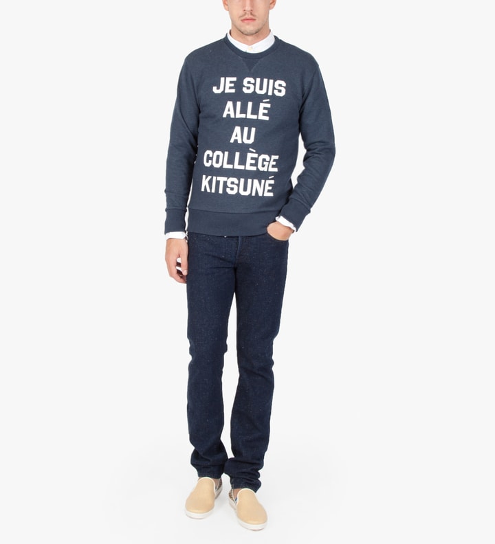 Navy Melange Je Suis Alle Au College Kitsune Sweater  Placeholder Image