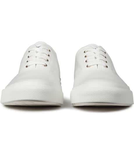 Maison Kitsuné White Canvas Sneakers HBX