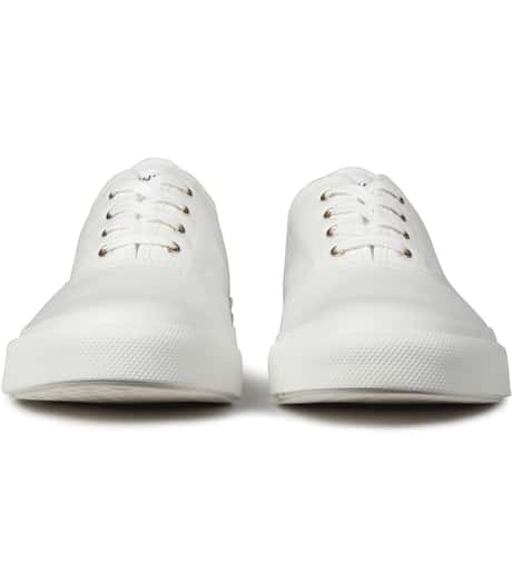 Maison Kitsuné White Canvas Sneakers HBX
