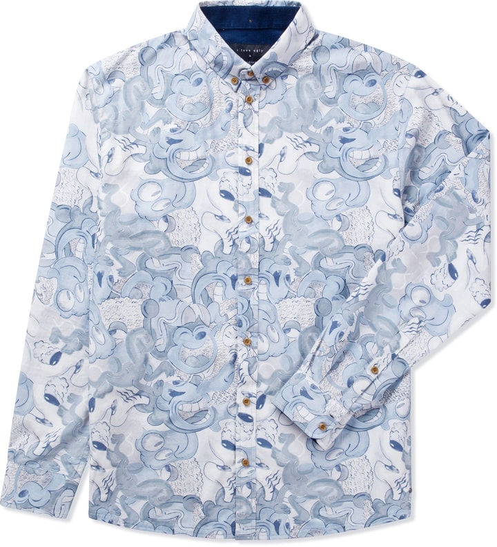 Blue Cartoon Long Sleeve Shirt  Placeholder Image