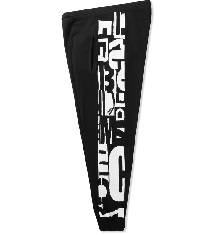 Black/White MCQ Text Stripe Print Jogger Pants Placeholder Image