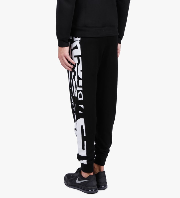 Black/White MCQ Text Stripe Print Jogger Pants Placeholder Image