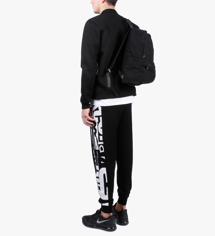 Black/White MCQ Text Stripe Print Jogger Pants Placeholder Image