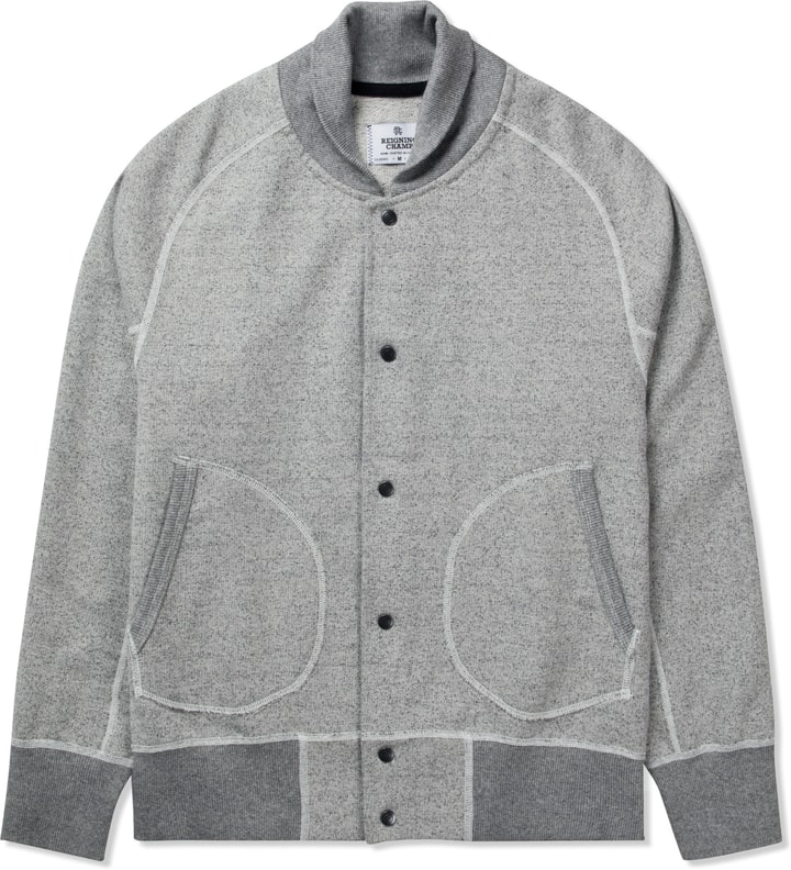 Natural/Grey RC-3241 Heavyweight Terry L/S Varsity Jacket  Placeholder Image