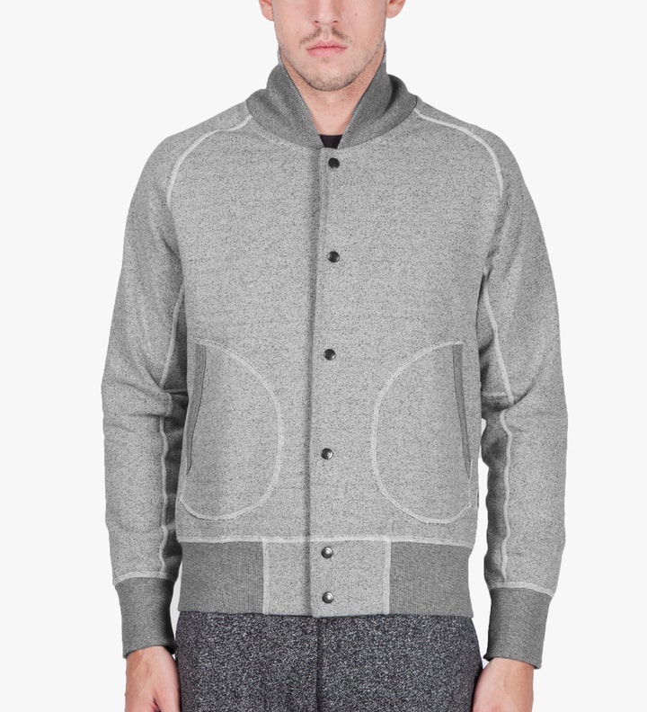 Natural/Grey RC-3241 Heavyweight Terry L/S Varsity Jacket  Placeholder Image