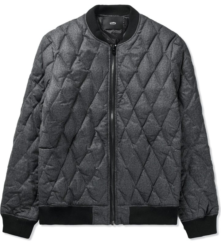 Grey Quilted Wool Bomber Jacket  Placeholder Image