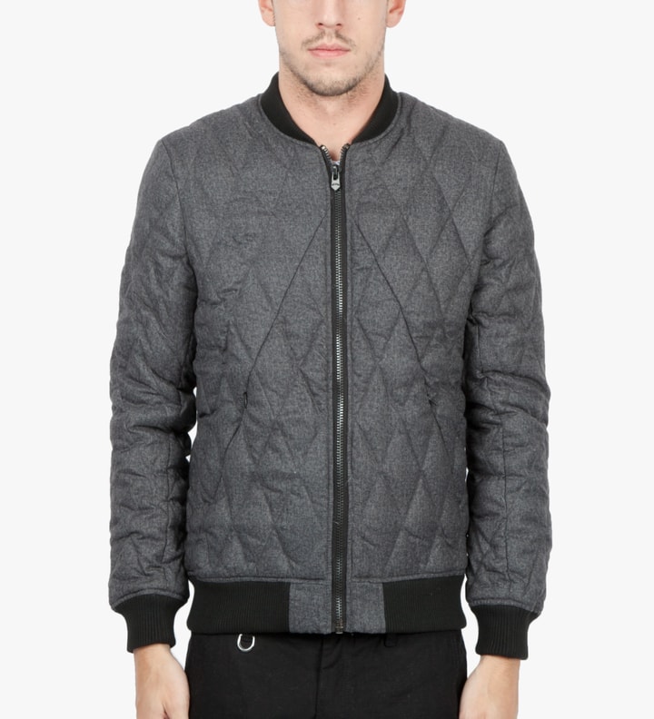 Grey Quilted Wool Bomber Jacket  Placeholder Image