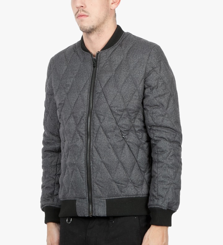 Grey Quilted Wool Bomber Jacket  Placeholder Image