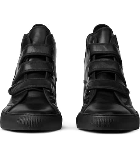 Raf Simons Black Velcro High-Top Sneakers HBX - Main Image