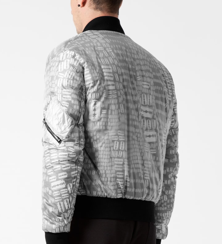 White Razor Print Padded MA-1 Jacket Placeholder Image