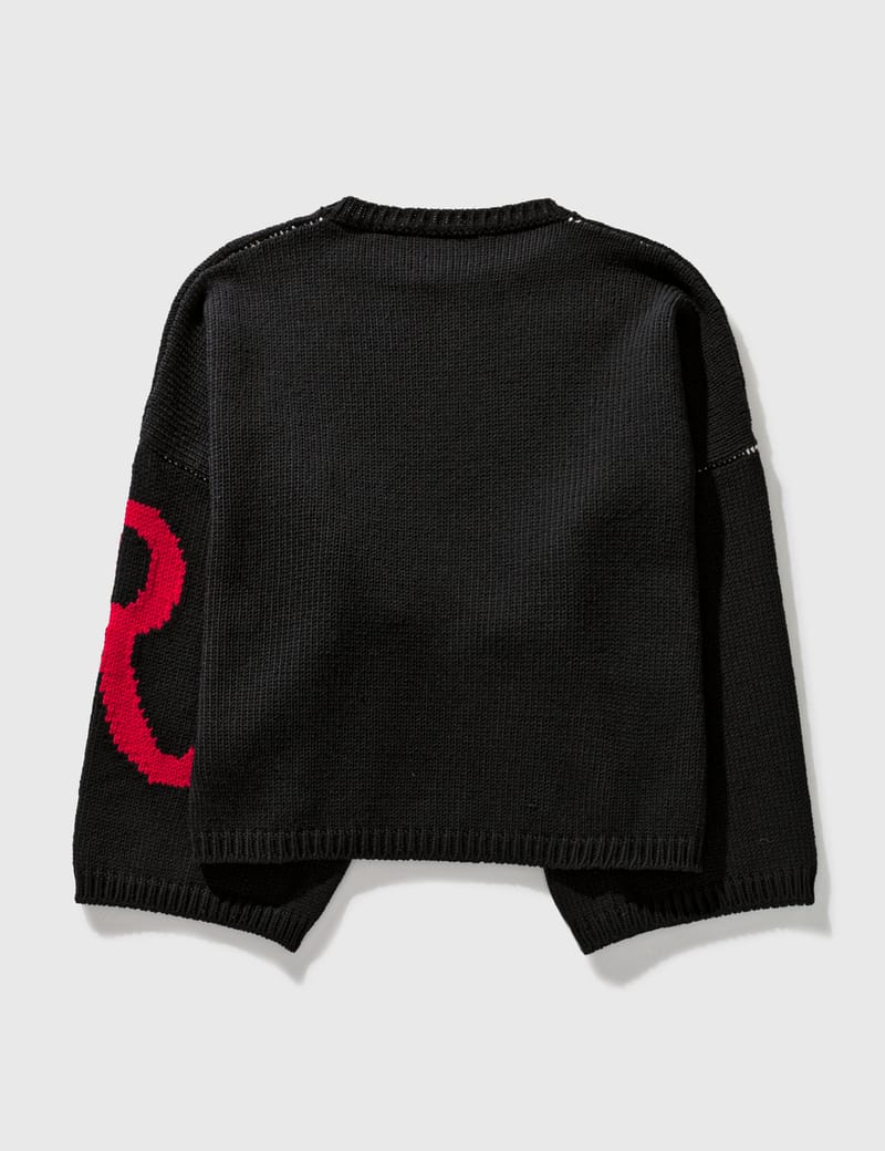RAF SIMONS ニット・セーター 36(XS位) オレンジx赤(総柄) RAF SIMONS 