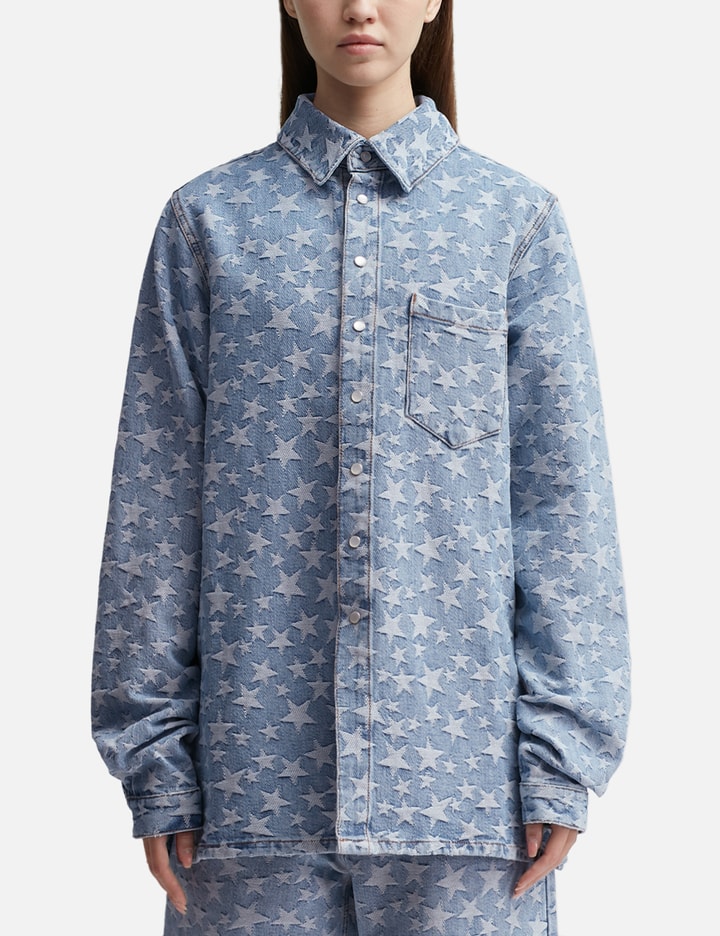 Louis Vuitton Printed Cotton Overshirt Blue. Size Xxs