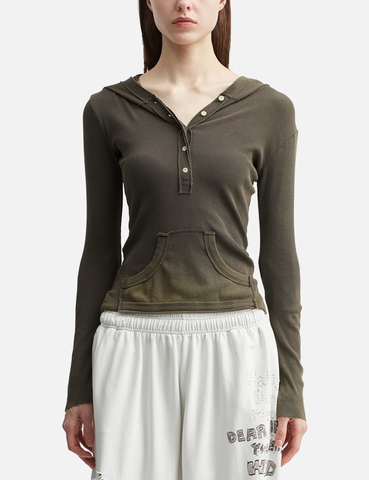 LCDC Button-Front Washed Hoodie