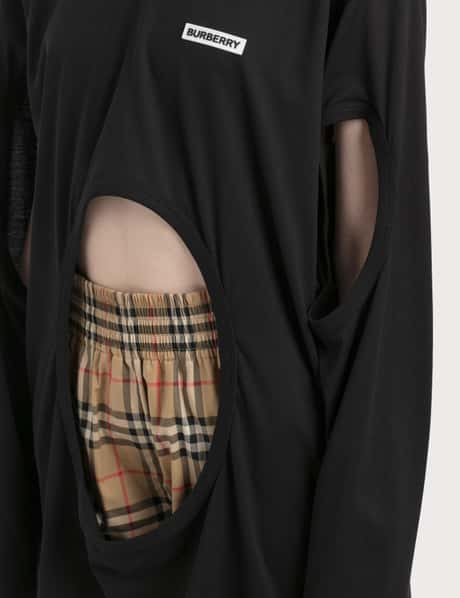 Burberry Cut-out Panel Swan Print Cotton Oversized Top HBX