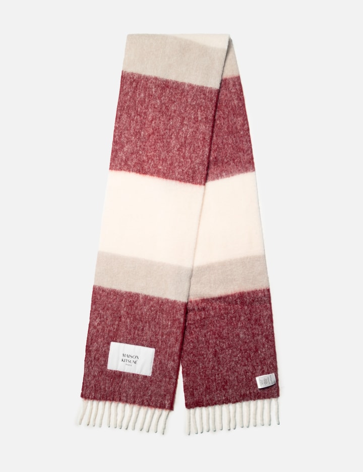 Maison Kitsuné Alpaca Striped Scarf In Red