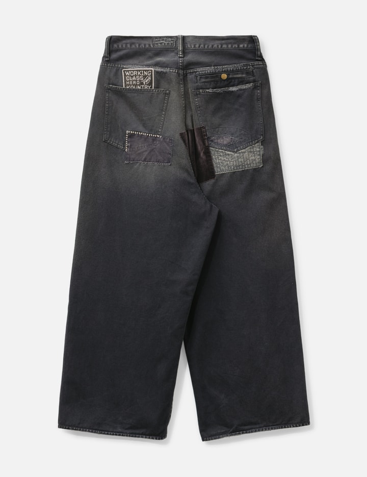 Katsuragi Port Straight-Leg Patchwork Distressed Cotton-Twill Trousers Placeholder Image