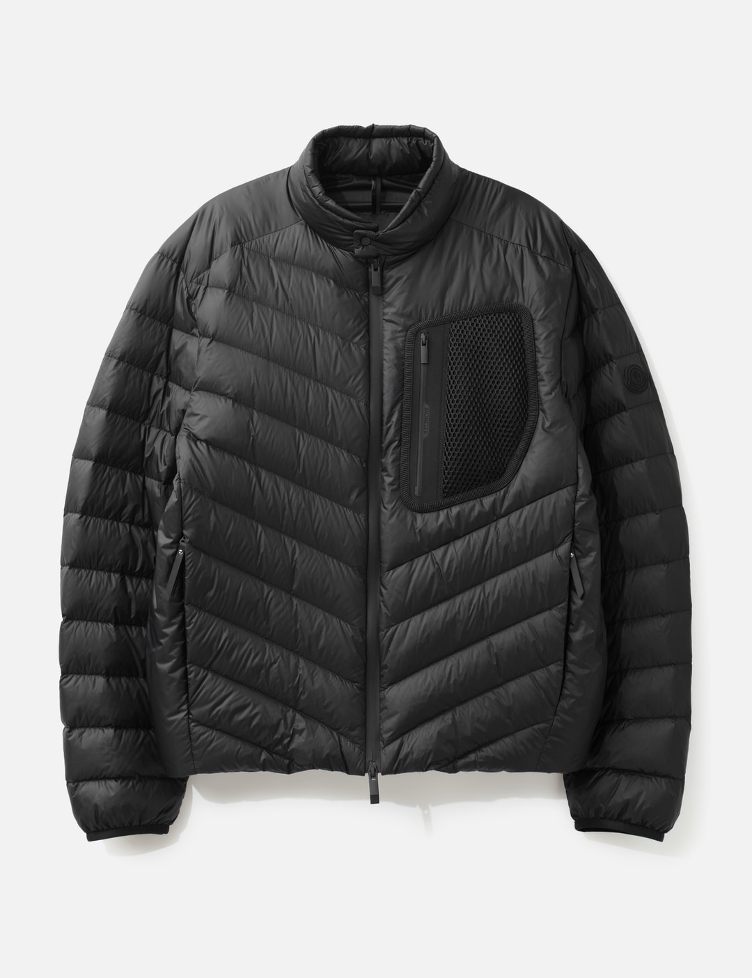 Mackinac Diagonal-Quilted Down Biker Jacket