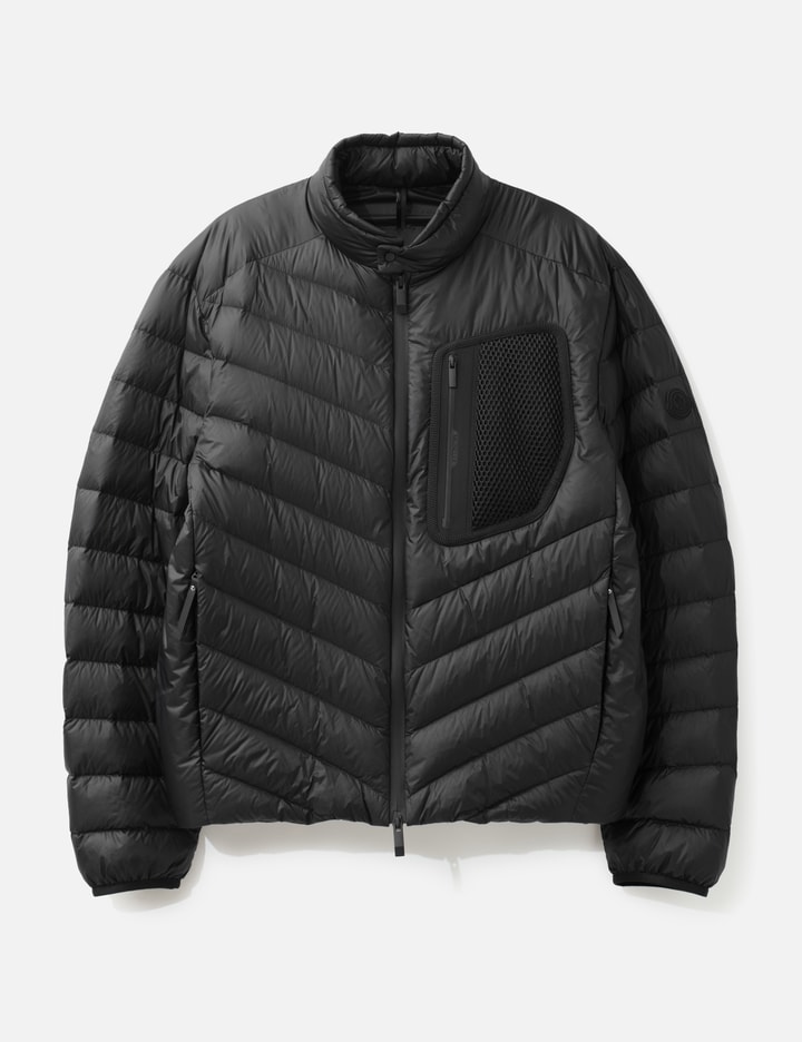 Moncler Mackinac Diagonal-Quilted Down Biker Jacket