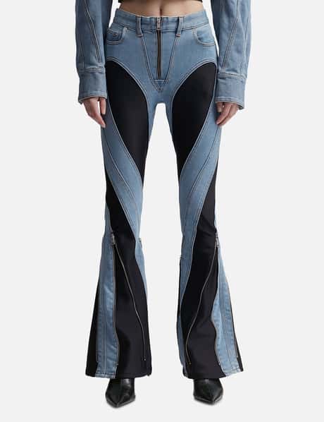 MUGLER Zipped Bi-Material Jeans