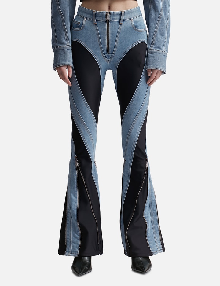 Zipped Bi-Material Jeans Placeholder Image