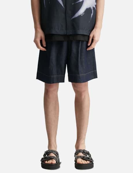 Light Denim Pleated Shorts view 10