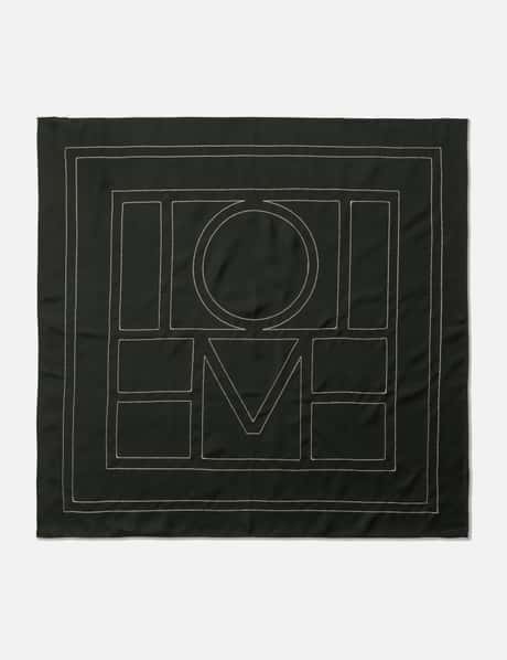 Embroidered Monogram Silk Scarf view 3