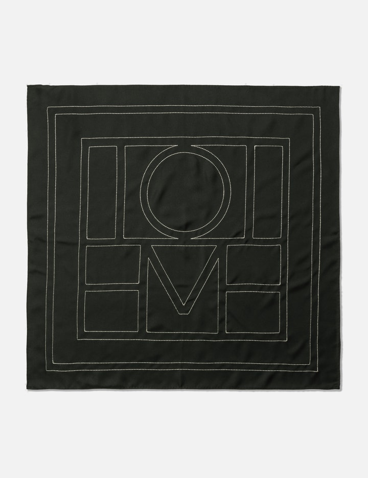 Embroidered Monogram Silk Scarf