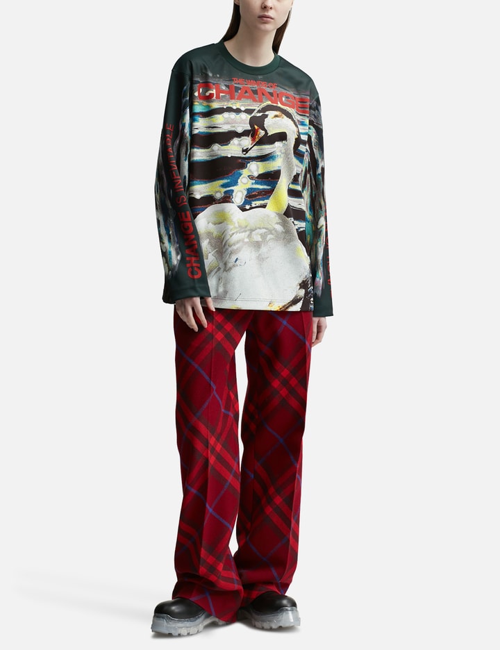 Burberry Checked Straight-leg Wool Trousers In Red