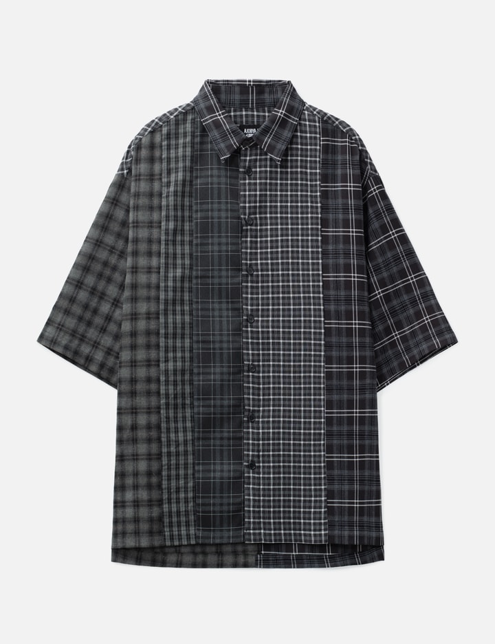 AJOBYAJO Check Mixed Short Sleeve Shirt