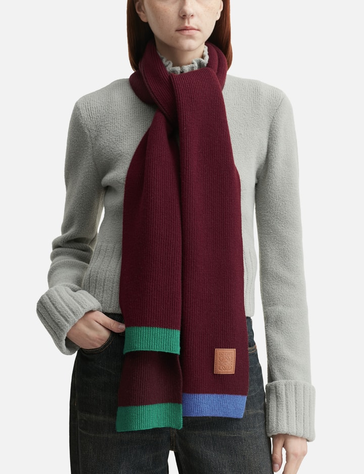 Loewe Asymmetrical Wool Scarf In Burgundy