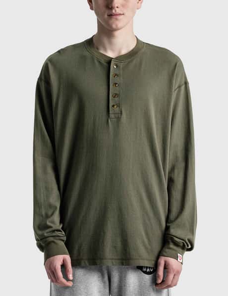 Human Made - Henley Neck Long Sleeve T-shirt | HBX - Globally 