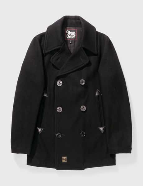 BAPE BAPE URSUS WOOL TRENCH WITH LEATHER JACKET