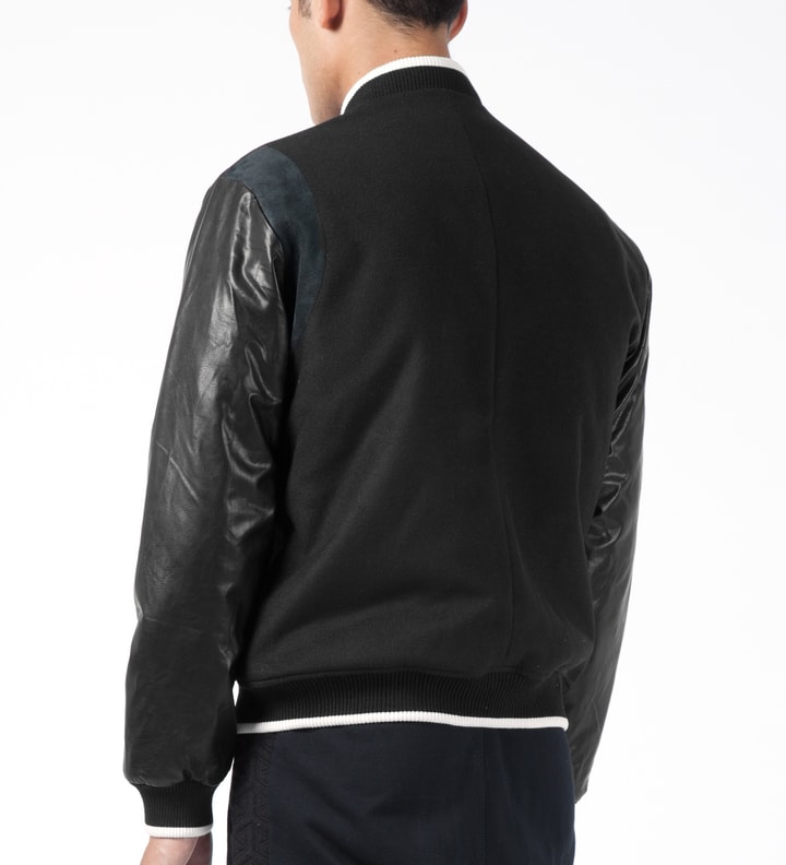 Black Wool Ultrasuede Baseball Jacket Placeholder Image