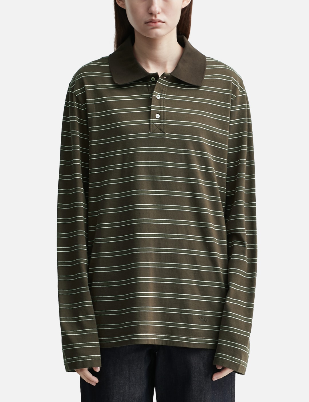 Long-Sleeve Striped Polo Shirt