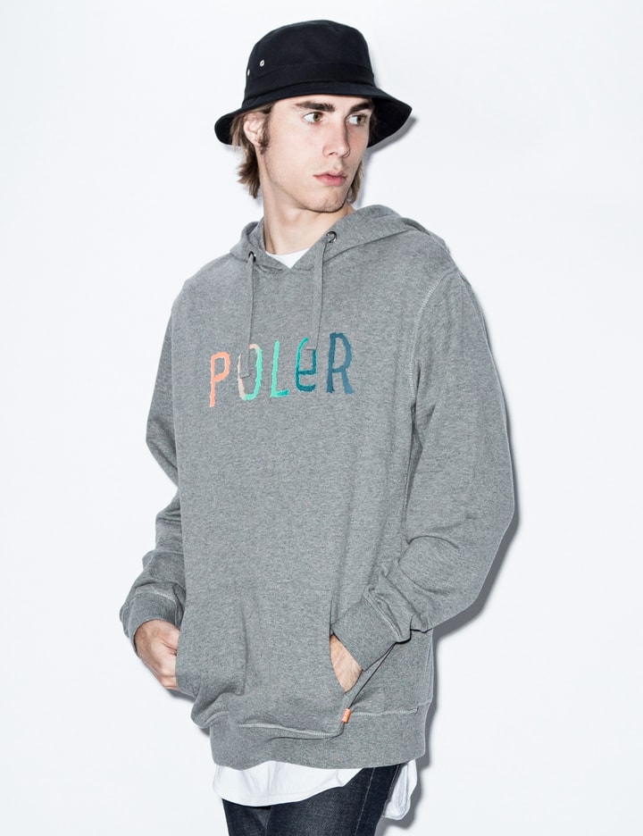 Heather Grey Furry Font Pullover Hoodie Placeholder Image